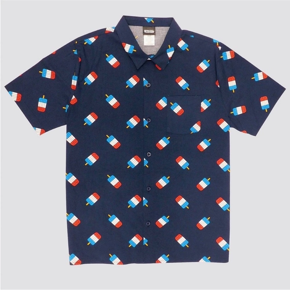 Special Thanks Button Down Short Sleeve
Bomb Pop Navy Blue Shirt
